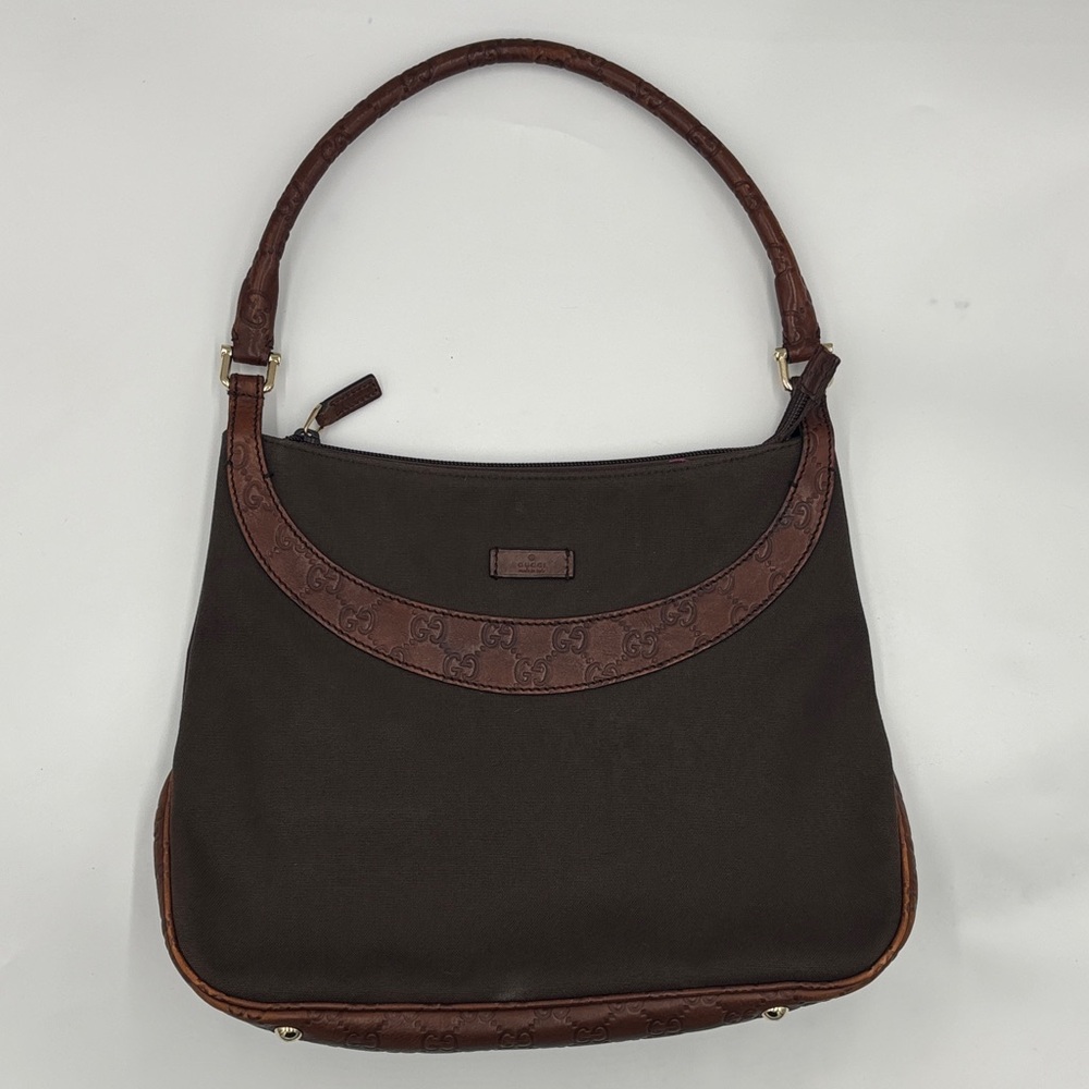 Gucci GG Signature-Trimmed Canvas Hobo Bag
